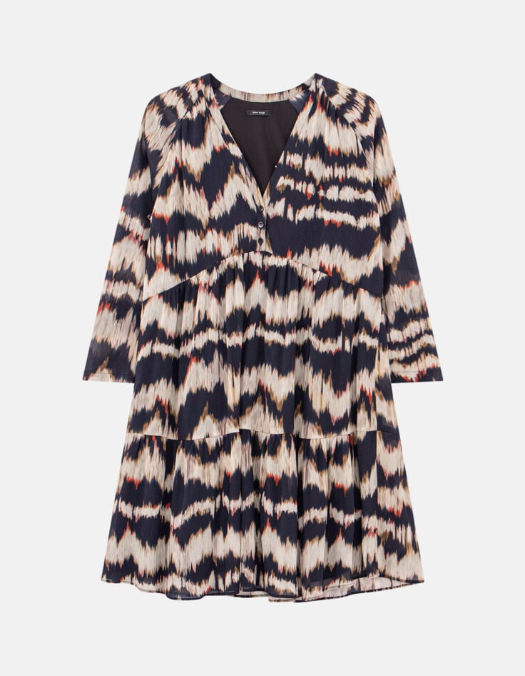 RISOTA - Robe chocolat à imprimé rayures arty-4