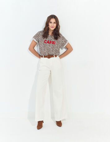 MARANA - T-shirt beige coton bio léopard et message-7