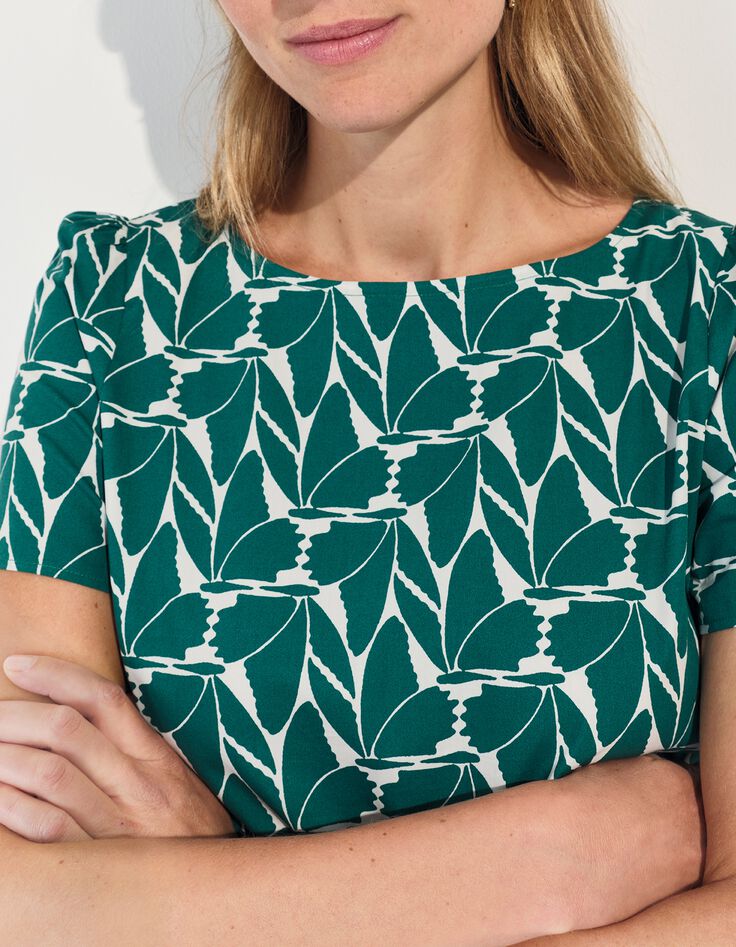 COPAL - Top vert imprim&eacute; feuillage arty -2