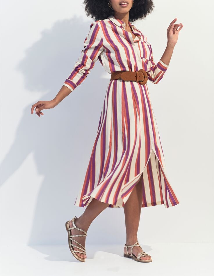 CHRISTA - Chemise &eacute;crue motif rayures couleur -5