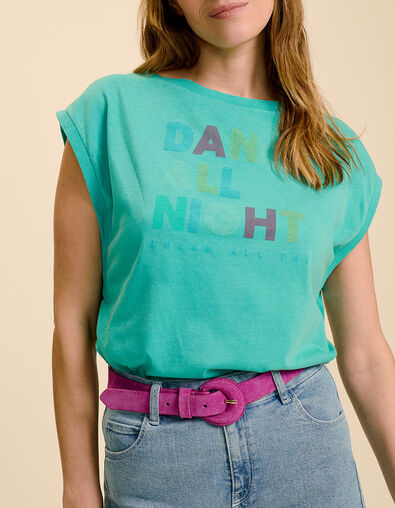 MARCIA - T-shirt menthe à message couleur - One Step