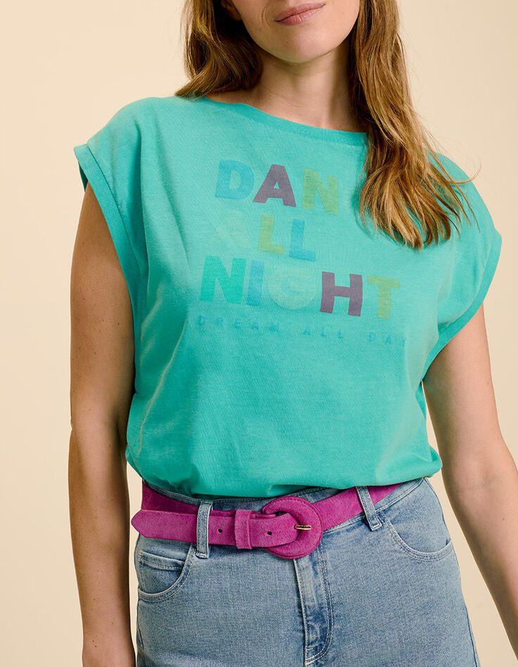 MARCIA - T-shirt menthe à message couleur-1