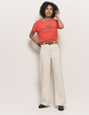 MAGICA - T-shirt orange coton bio message léopard-6