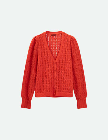 TARRY - Cardigan réversible capucine tricot ajouré-5