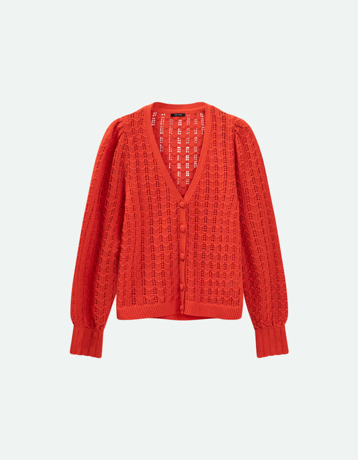 TARRY - Cardigan réversible capucine tricot ajouré-5