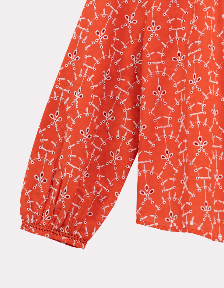 COLOMBE - Blouse orange coton bio broderies all over-3 COLOMBE - Blouse orange coton bio broderies all over-3