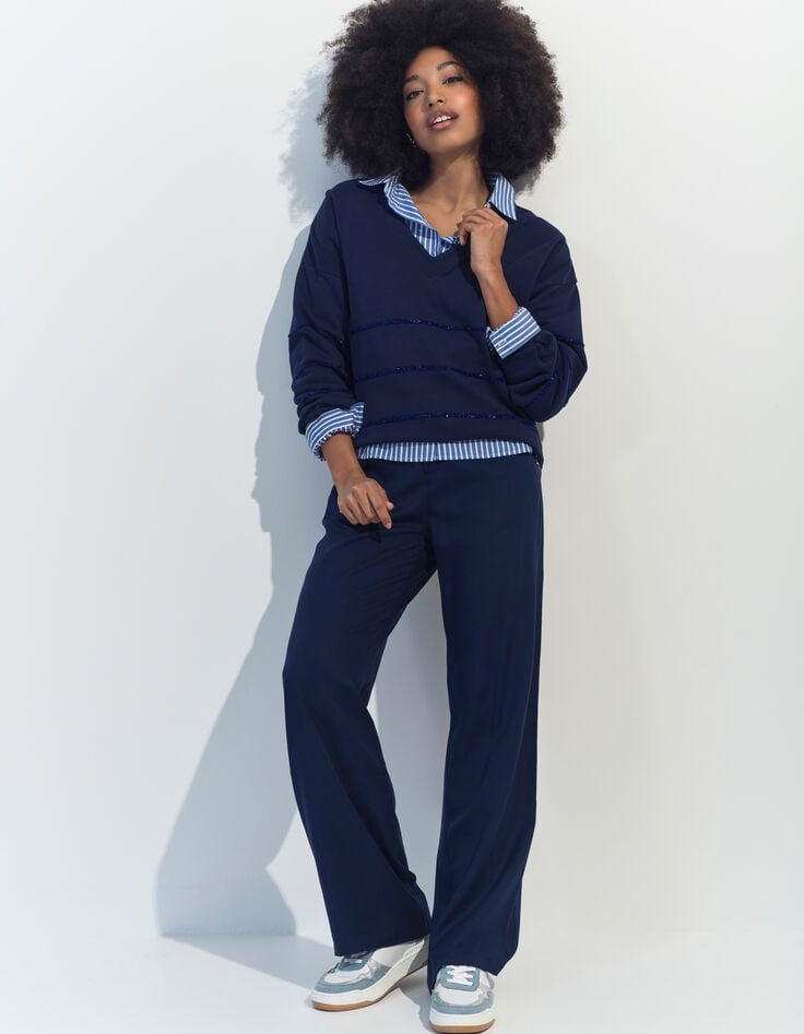 CELESTE - Chemise bleu ciel popeline rayée-4
