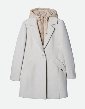 DIAMOND - Manteau beige avec parementure amovible-1