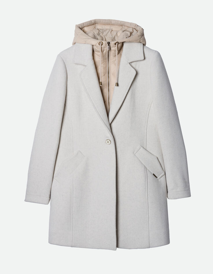 DIAMOND - Manteau beige avec parementure amovible-1