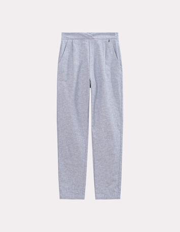 POSY - Pantalon carotte bleu motif rayures fantaisie-7