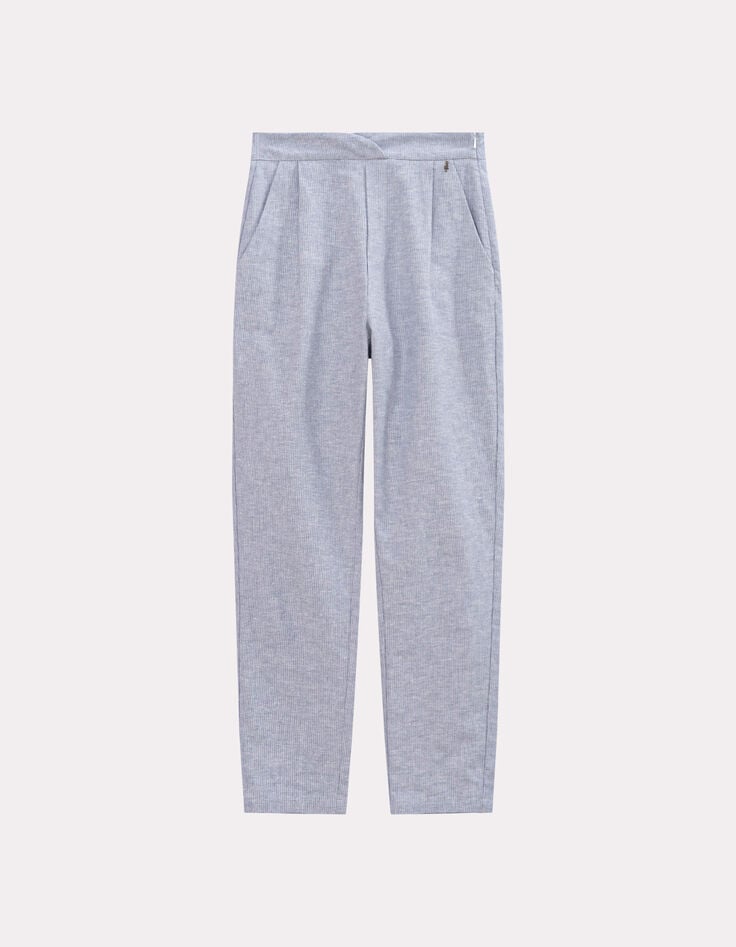 POSY - Pantalon carotte bleu motif rayures fantaisie-7 POSY - Pantalon carotte bleu motif rayures fantaisie-7
