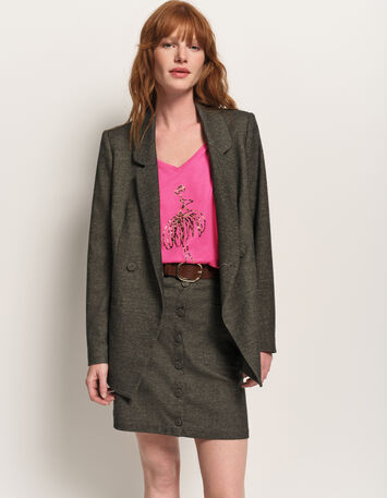 VIGG - Veste de costume grise boutonnage asymétrique-1
