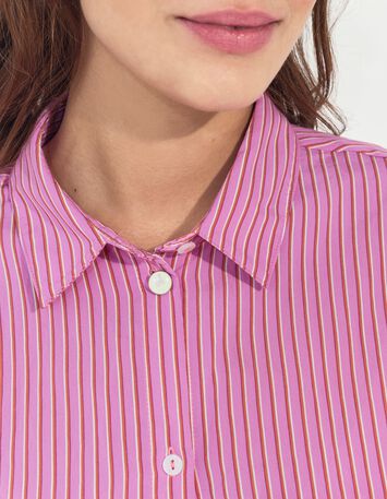 CELESTE - Chemise rose &agrave; motif fines rayures -3