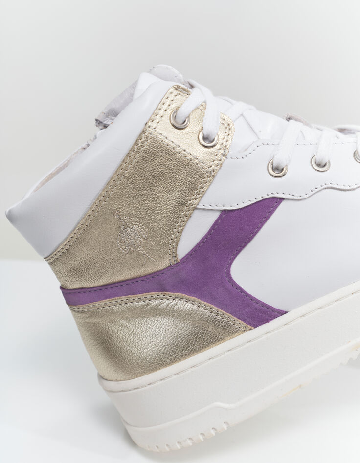 O.QUEEN - Baskets blanches, violet, doré cuir-3
