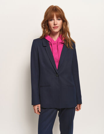 VANITY - Veste de costume marine rayures fantaisie-2
