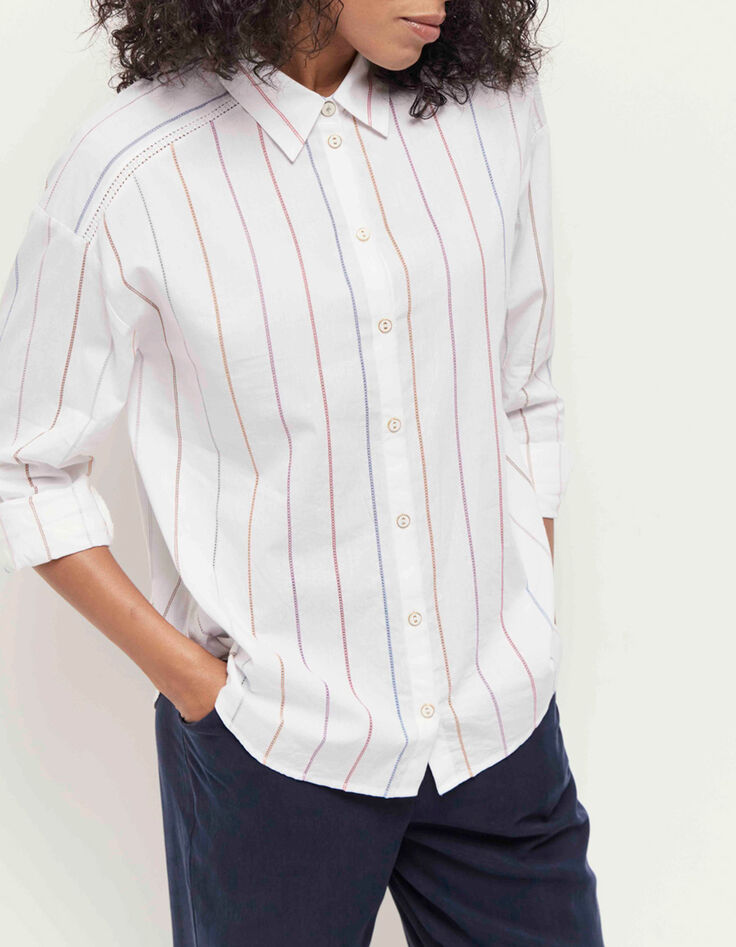CLARY - Chemise écrue à rayures couleur fantaisie-3