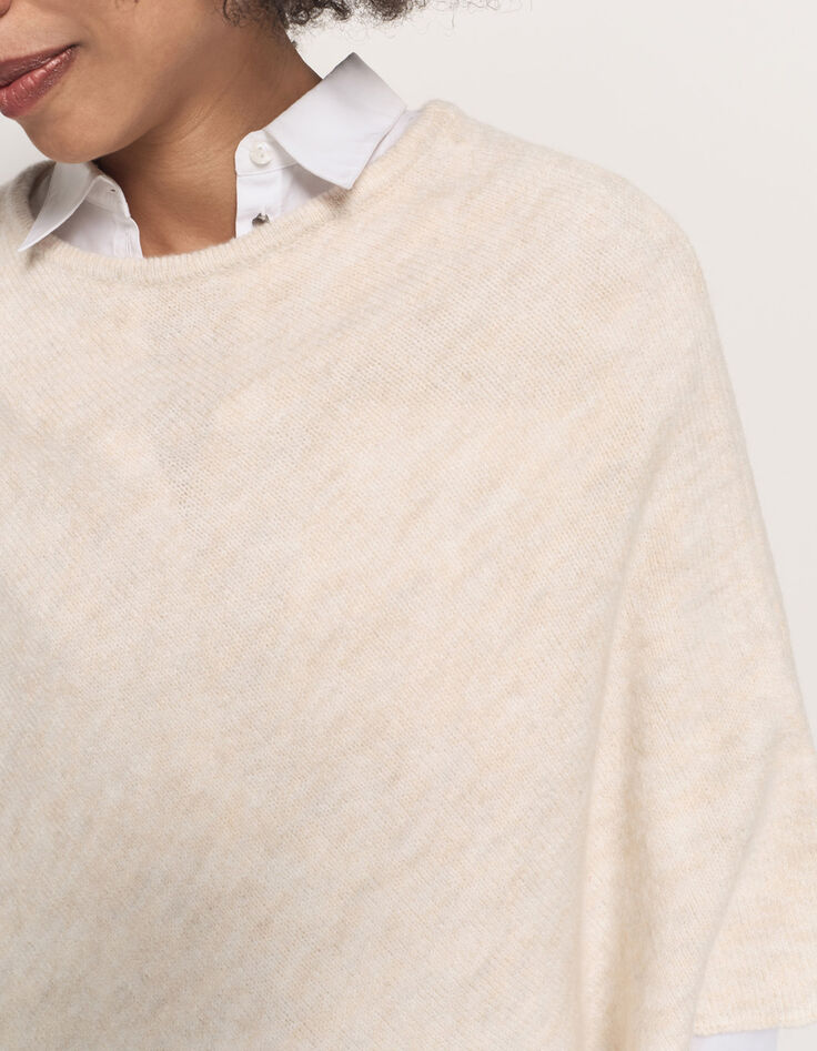 ALAMO - Poncho ivoire en tricot-4