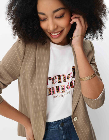 VITO - Veste de costume beige rayures tennis lurex-2