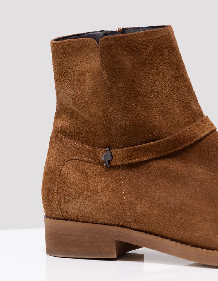 O.GALO - Boots camel cuir velours bride fixe-2 O.GALO - Boots camel cuir velours bride fixe-2
