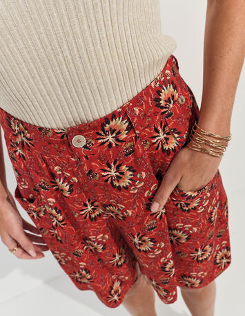 PILAR - Short orange imprim&eacute; floral d'&eacute;t&eacute; -4