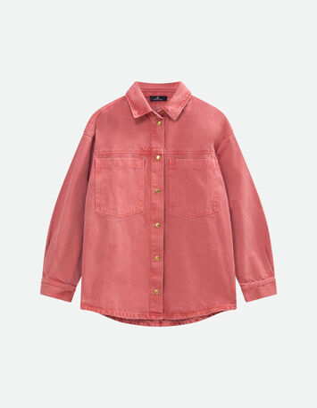 DULCE - Surchemise en jean rose waterless maxi poches -6