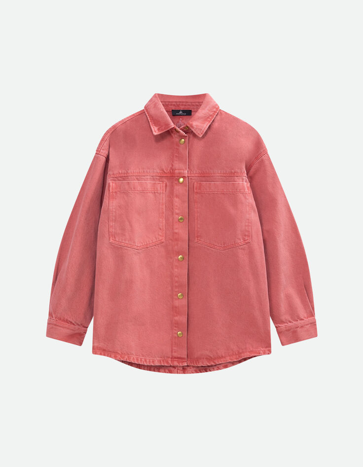 DULCE - Surchemise en jean rose waterless maxi poches -6