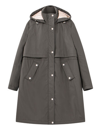 Parka longue &agrave; capuche kaki Femme-2