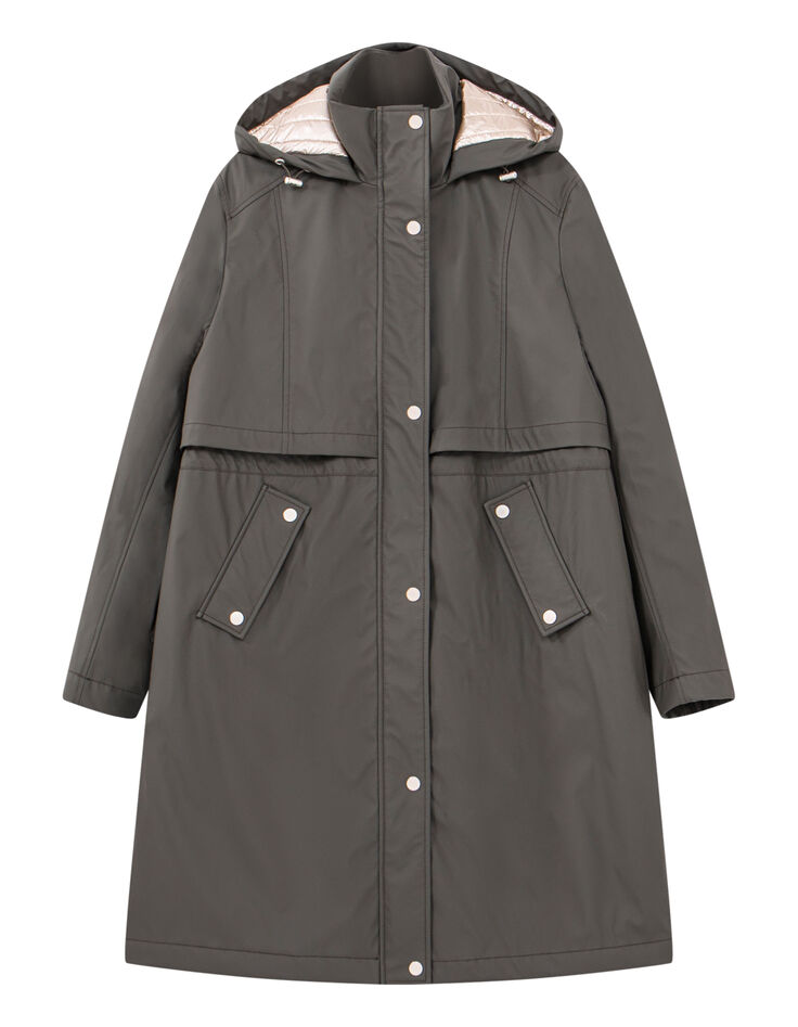 Parka longue &agrave; capuche kaki Femme-2