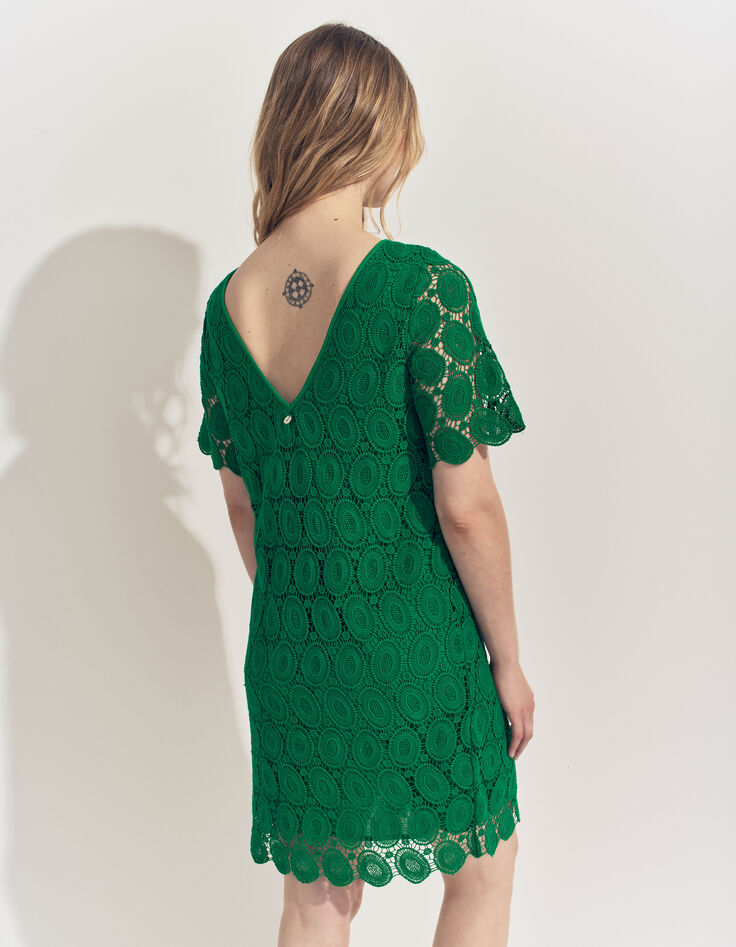 RIELLE - Robe verte dentelle esprit macramé -2 RIELLE - Robe verte dentelle esprit macramé -2