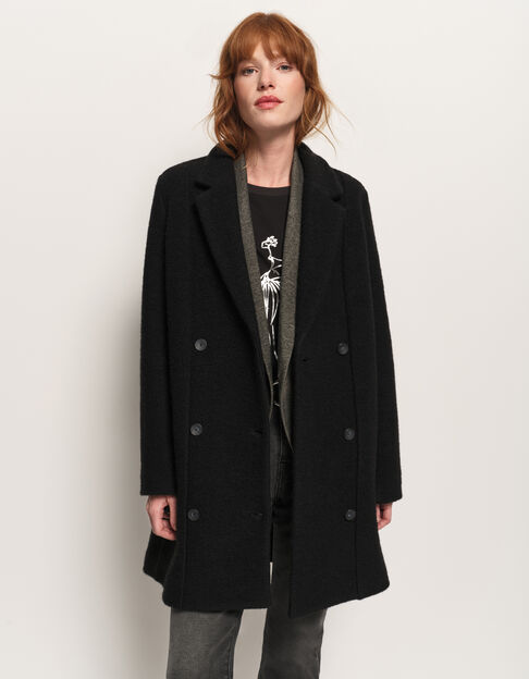 DATURA - Manteau noir laine bouillie - One Step