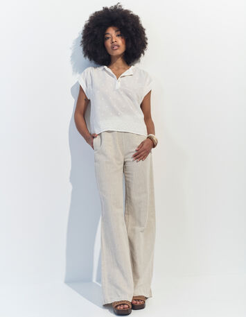 CONOR - Top blanc upcyclé broderies étoiles -6