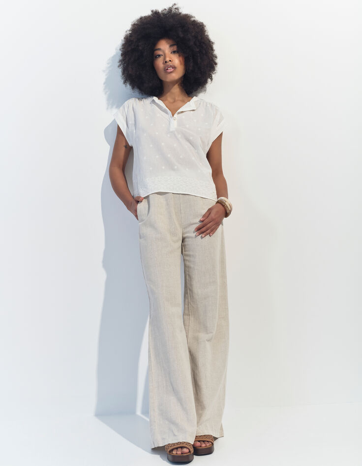 CONOR - Top blanc upcyclé broderies étoiles -6