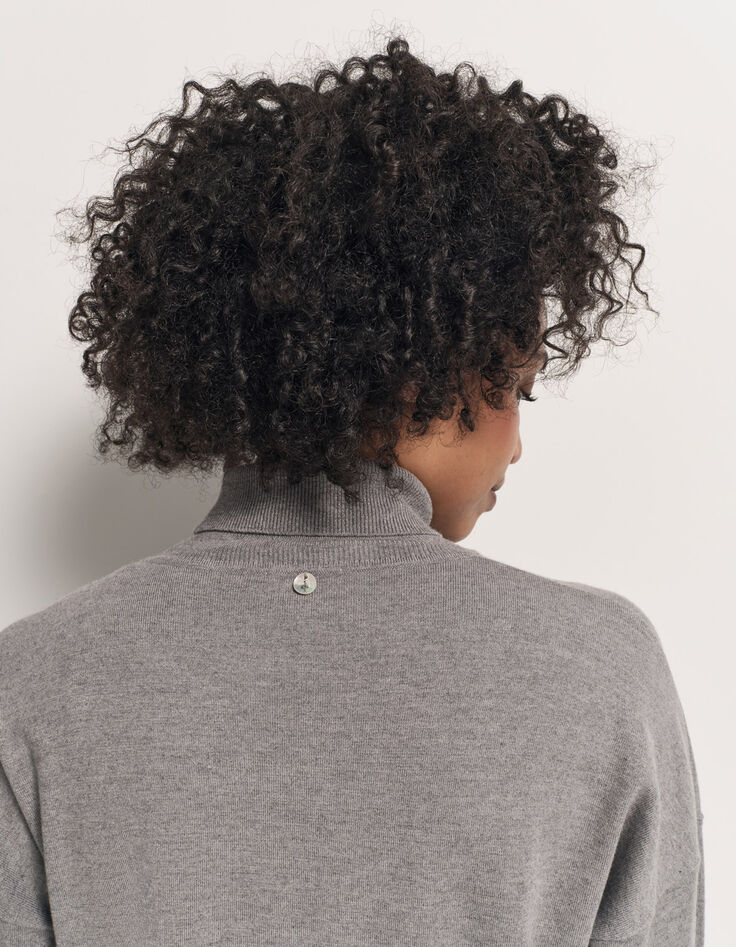 TANAKA - Pull gris tricot fin à col roulé-8 TANAKA - Pull gris tricot fin à col roulé-8
