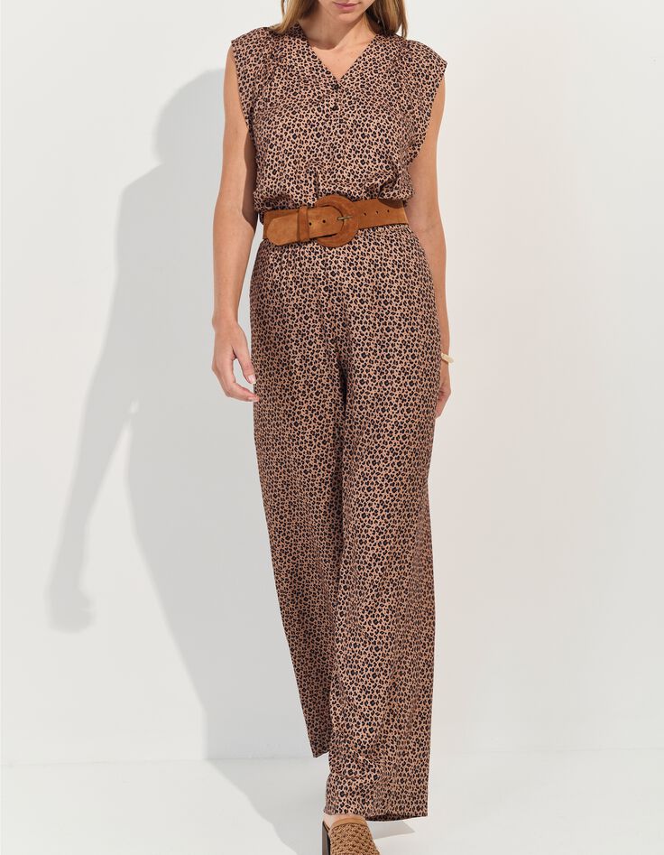 PRIDE - Pantalon beige Lenzing&trade; Ecovero&trade; micro l&eacute;opard-2