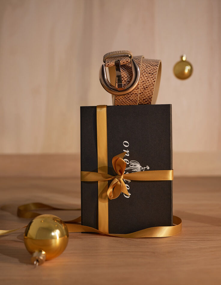 AMALIA - Ceinture beige cuir effet python-2