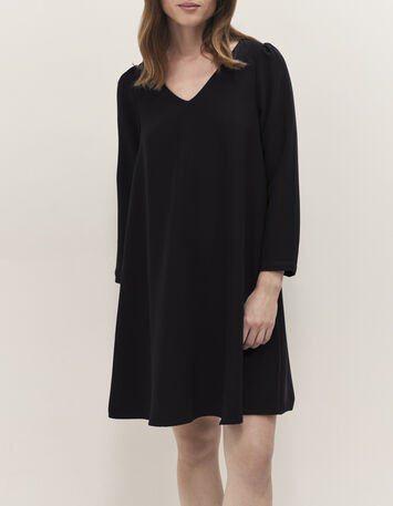 RIOMI  - Robe noire fluide forme &eacute;vas&eacute;e-1