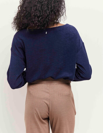 MALOU - T-shirt bleu en éponge de coton bio-2