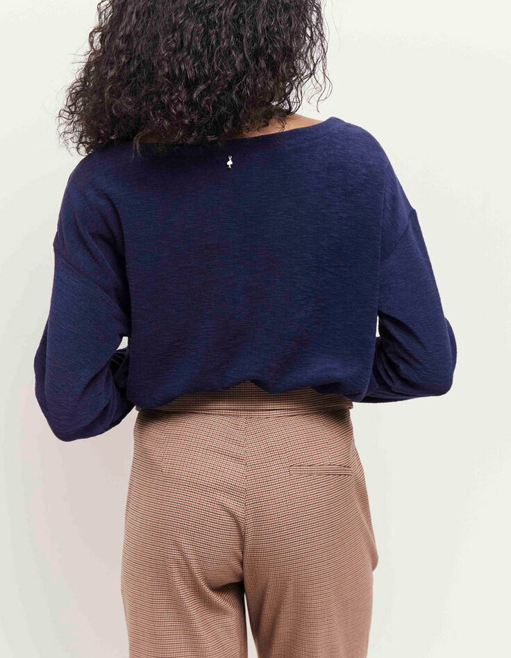 MALOU - T-shirt bleu en éponge de coton bio-2