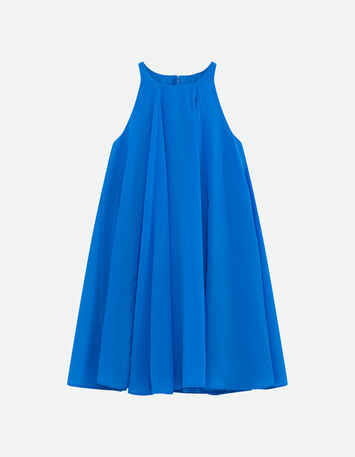 REMO - Robe bleue mousseline plissée -2