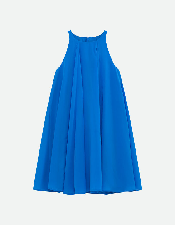 REMO - Robe bleue mousseline plissée -2