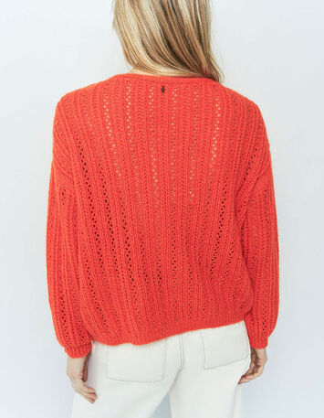 TIMING - Pull orange tricot fantaisie-2
