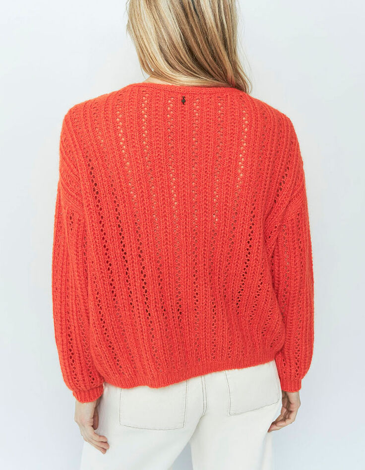TIMING - Pull orange tricot fantaisie-2