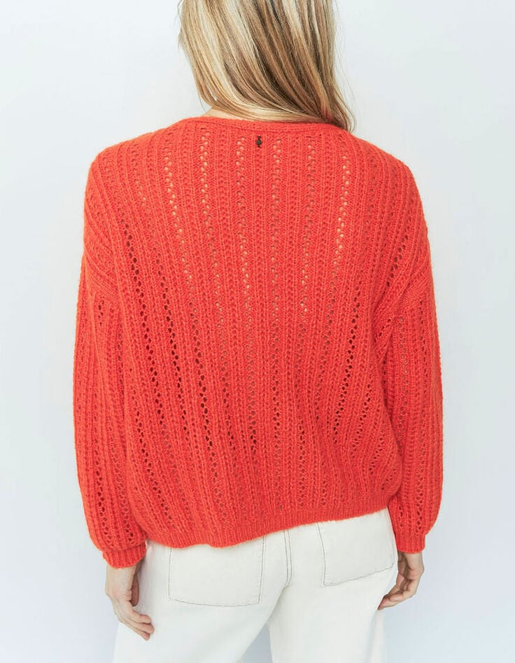 TIMING - Pull orange tricot fantaisie-2 TIMING - Pull orange tricot fantaisie-2