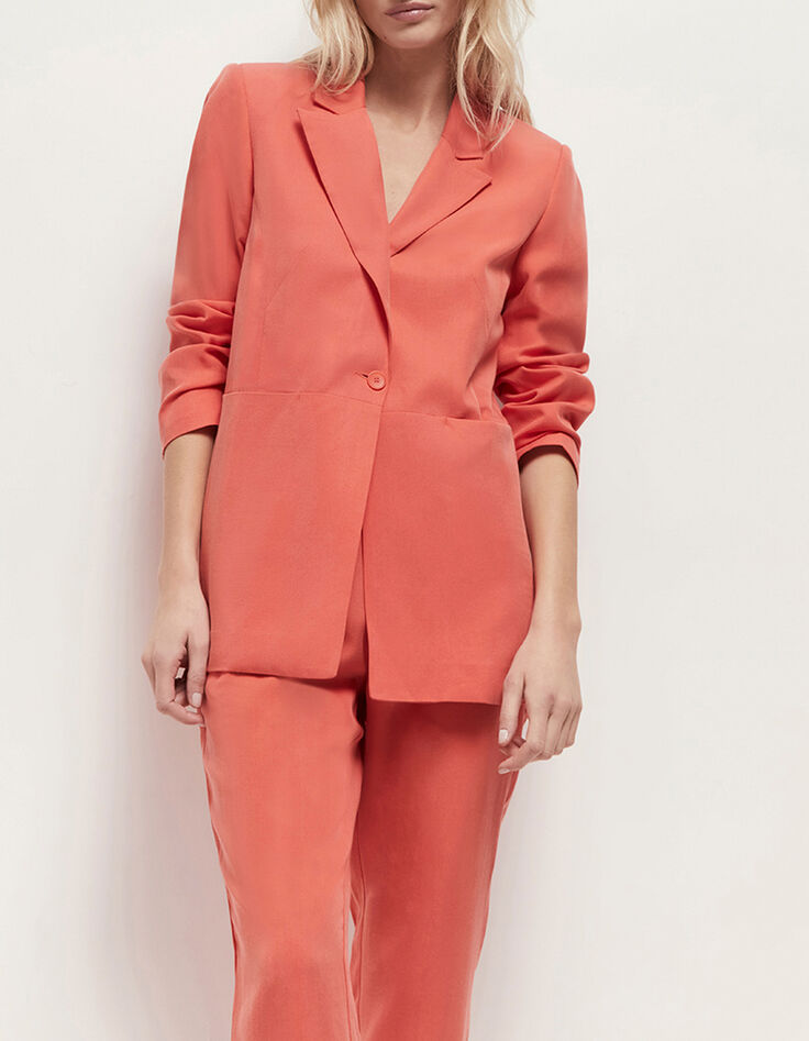VARMA - Veste de costume corail mi-longue-2