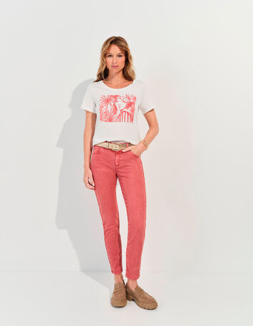 LE MONICA - Jean slim rouge waterless  7/8e -1