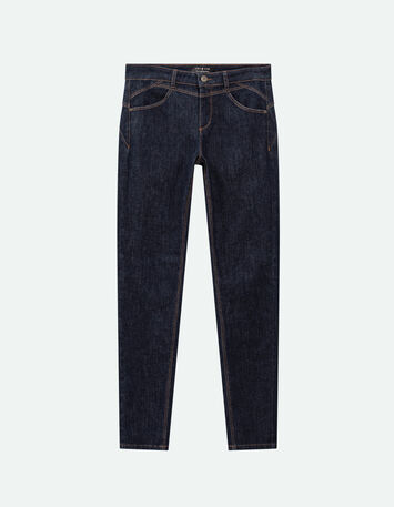 LE INDI - Jean slim marine 7/8ème effet push up-1