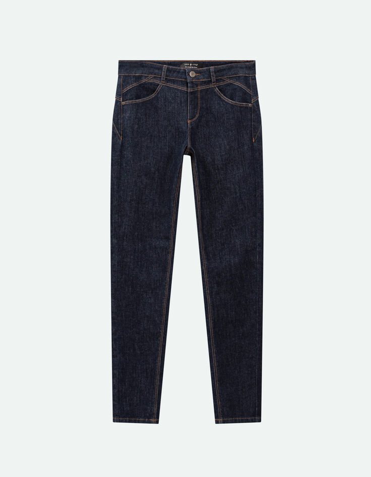 LE INDI - Jean slim marine 7/8ème effet push up-1