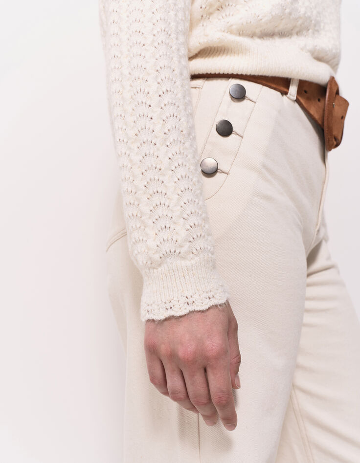 TILLEUL - Pull écru tricot fantaisie-3