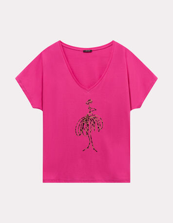MAGIC - T-shirt rose danseuse motif léopard-4