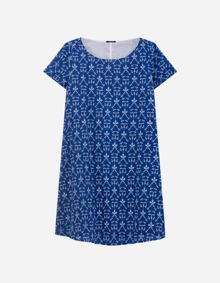 RIOMA - Robe bleue coton bio broderies all-over -3
